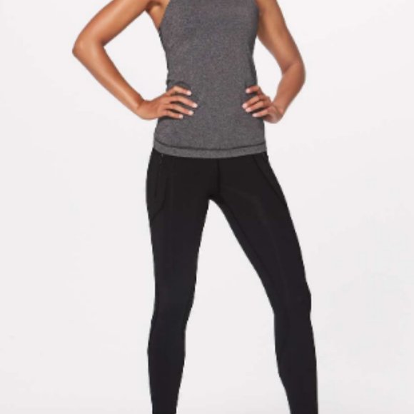 lululemon athletica Tops - Lululemon In Training Tank Heathered Black, peep hole back